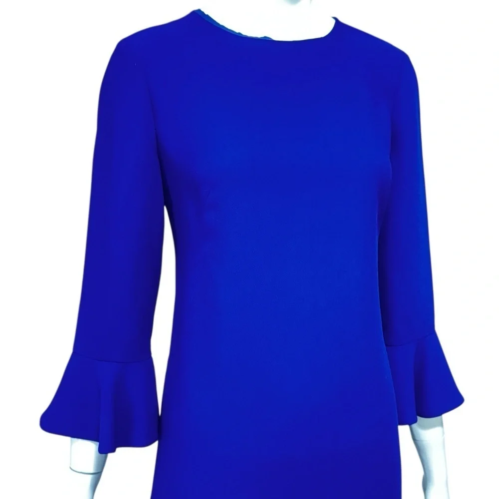 Kate Spade Womens Purple Shift Crepe Dress S 6 Ruffle Bell Sleeve Cocktail. L—10